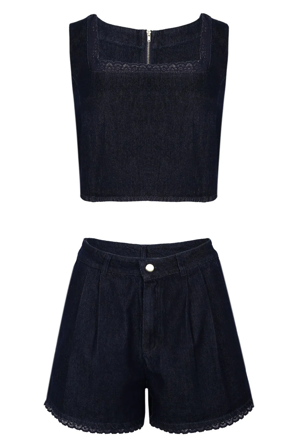 Denim Crop Top and Short Set sold by Sand Dollar