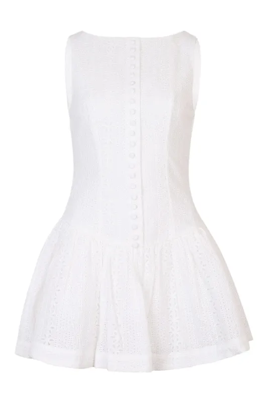 Eyelet Lace Button Front Mini Dress sold by Sand Dollar