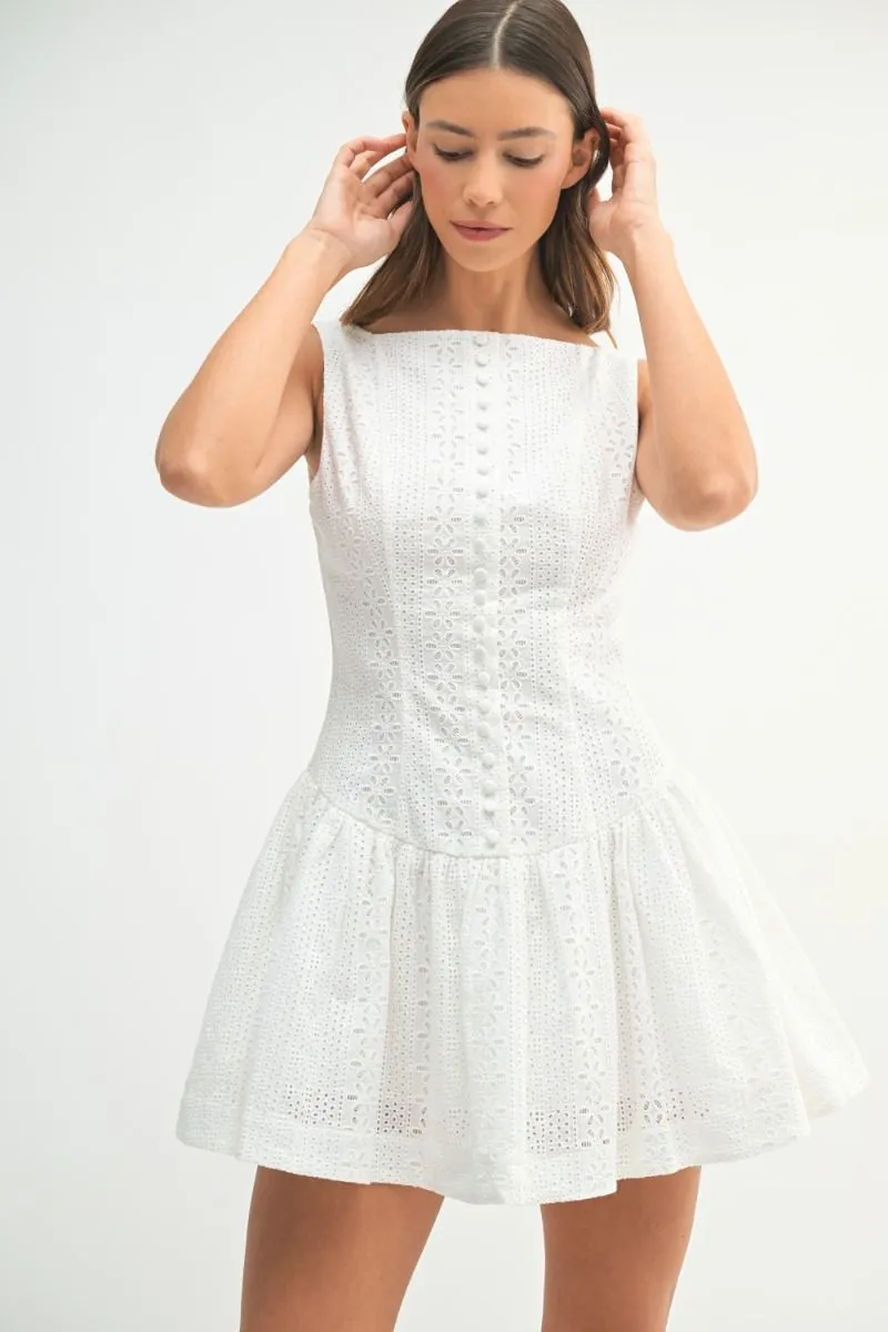 Eyelet Lace Button Front Mini Dress sold by Sand Dollar product image thumbnail 2