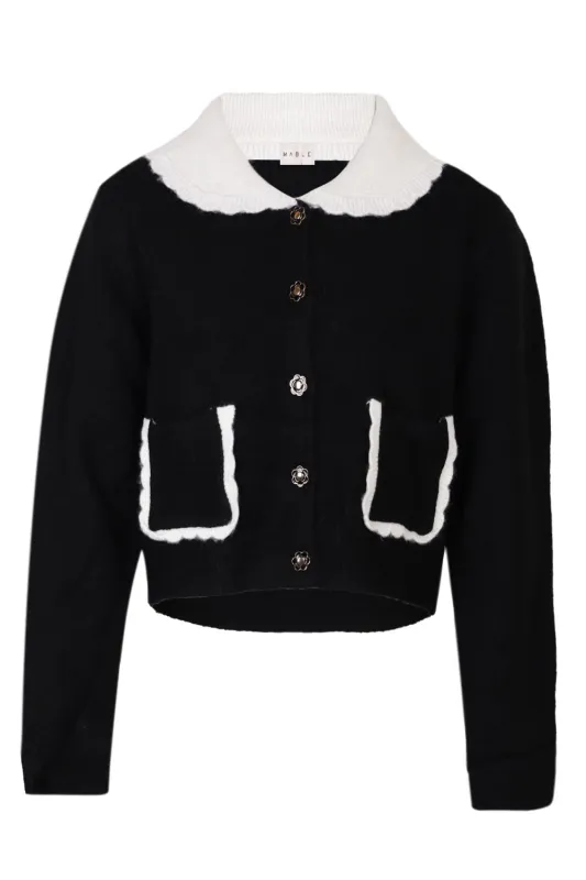 Peter Pan Collar Knit Top Black sold by Sand Dollar