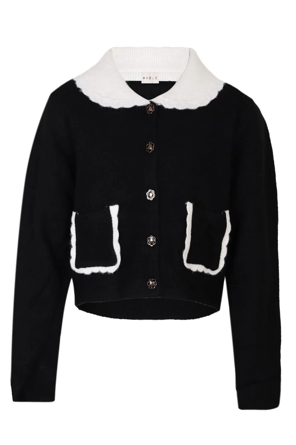 Peter Pan Collar Knit Top Black sold by Sand Dollar