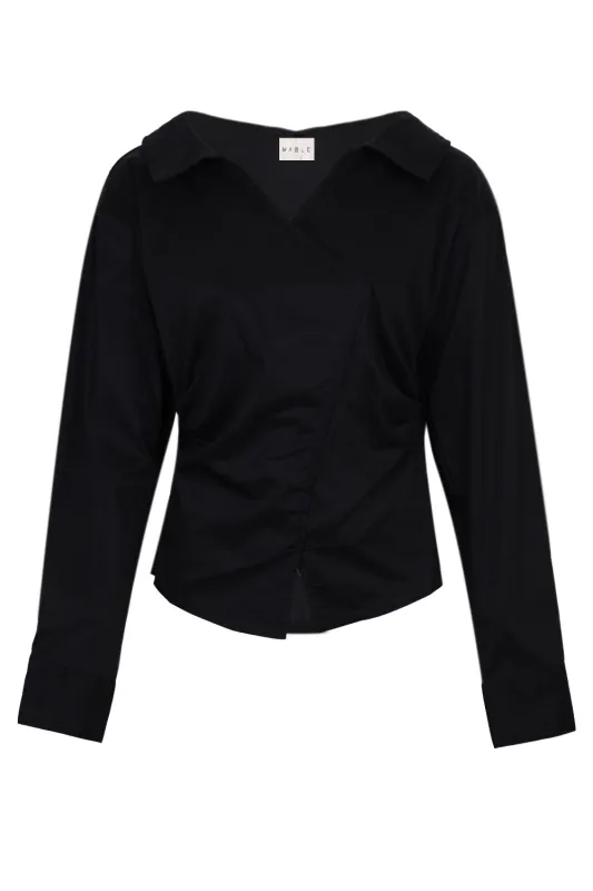 Angelina Wide Neck Long Shirt Black sold by Sand Dollar