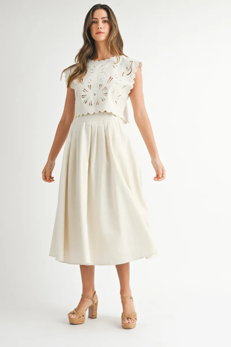 Embroidery Crop Top and Midi Skirt Set Oatmeal sold by Sand Dollar product image thumbnail 2