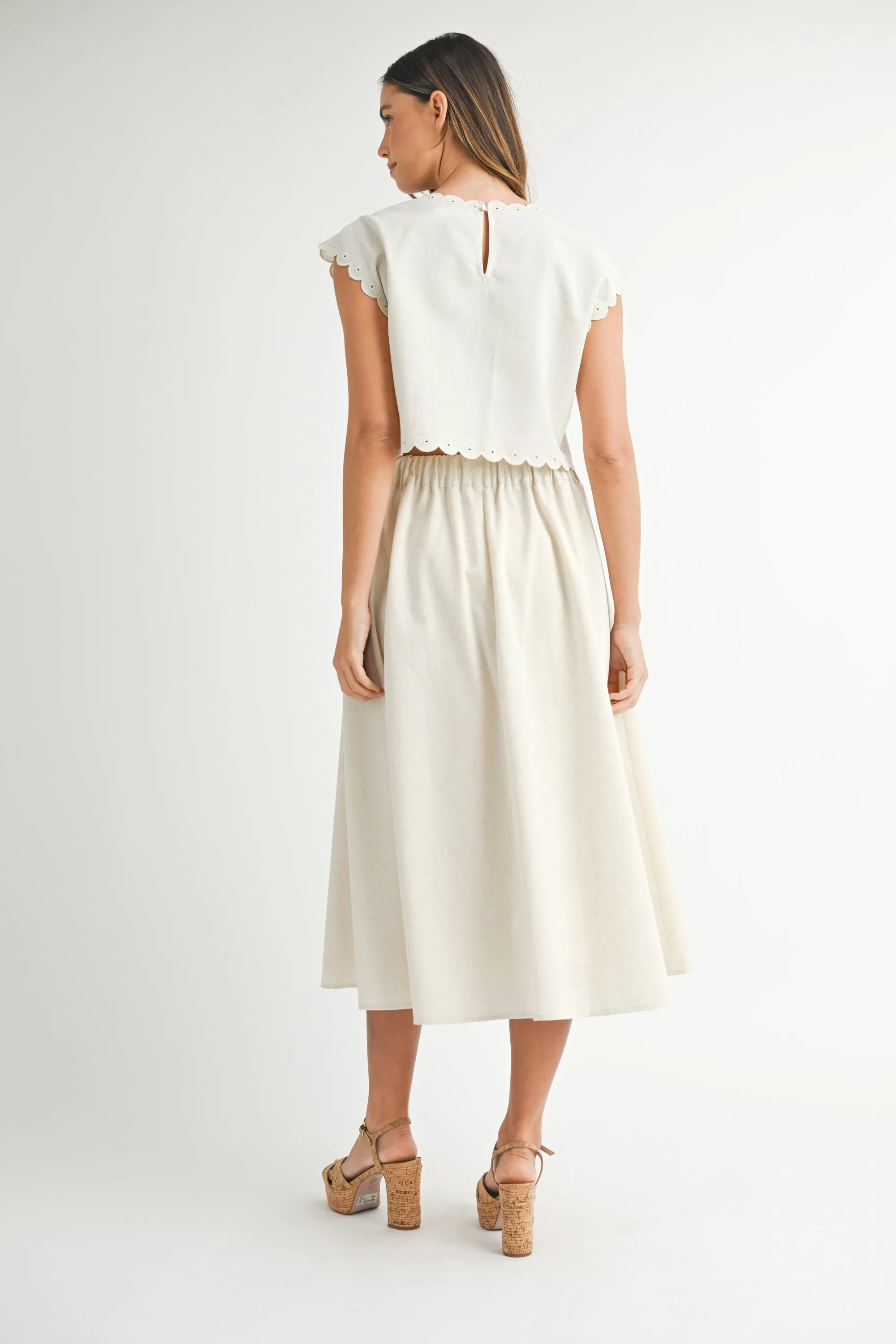 Embroidery Crop Top and Midi Skirt Set Oatmeal sold by Sand Dollar product image thumbnail 4