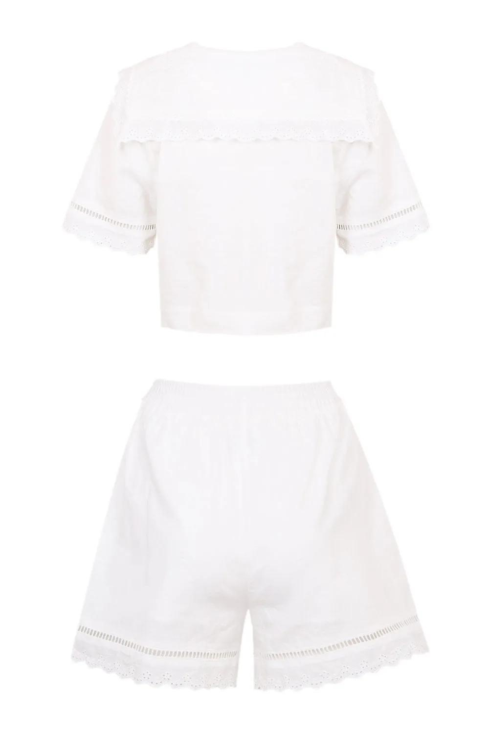 Embroidery Short Sleeve Top and Shorts Set Off White sold by Sand Dollar product image thumbnail 5