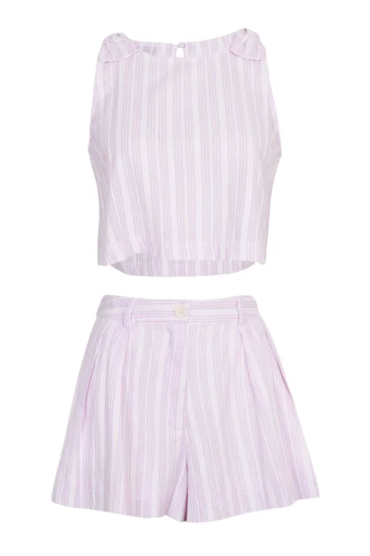 Kendall Crop Top and Shorts Set Pink Lavender sold by Sand Dollar