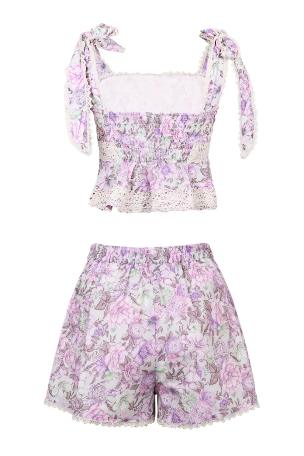 Linen Printed Shoulder Top and Shorts Set Lavender sold by Sand Dollar product image thumbnail 5