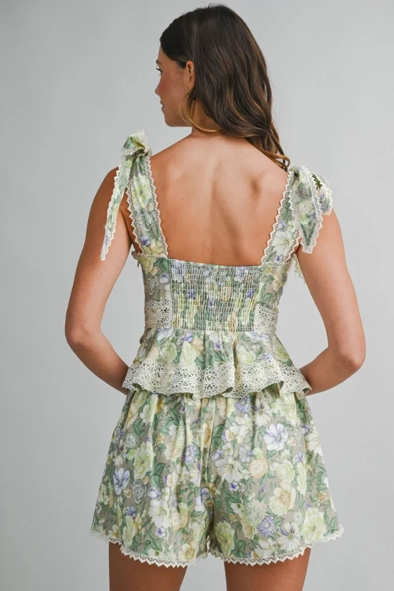 Linen Printed Shoulder Top and Shorts Set Sage sold by Sand Dollar product image thumbnail 4