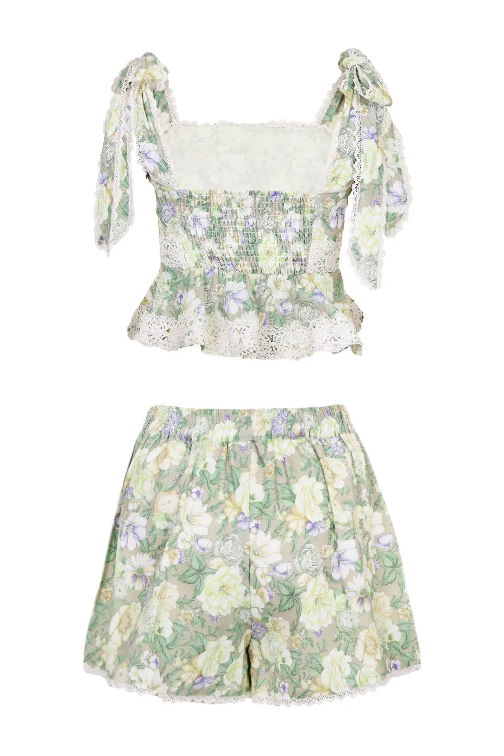 Linen Printed Shoulder Top and Shorts Set Sage sold by Sand Dollar product image thumbnail 5