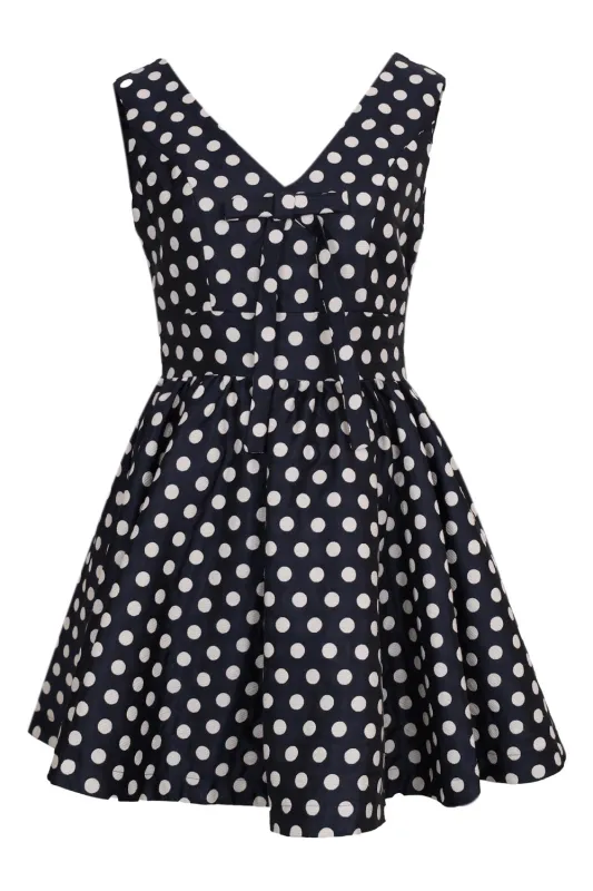 Polka Dot Jacquard Bow Mini Dress Navy sold by Sand Dollar