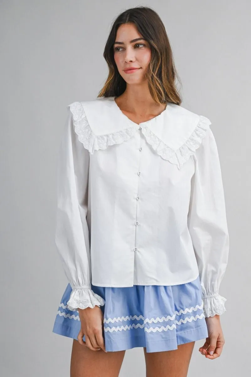 Poplin Lace Collar Blouse Off White sold by Sand Dollar product image thumbnail 3