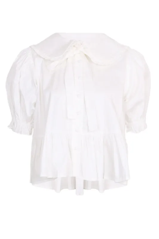 Poplin Peterpan Puff Sleeve Blouse Off White sold by Sand Dollar