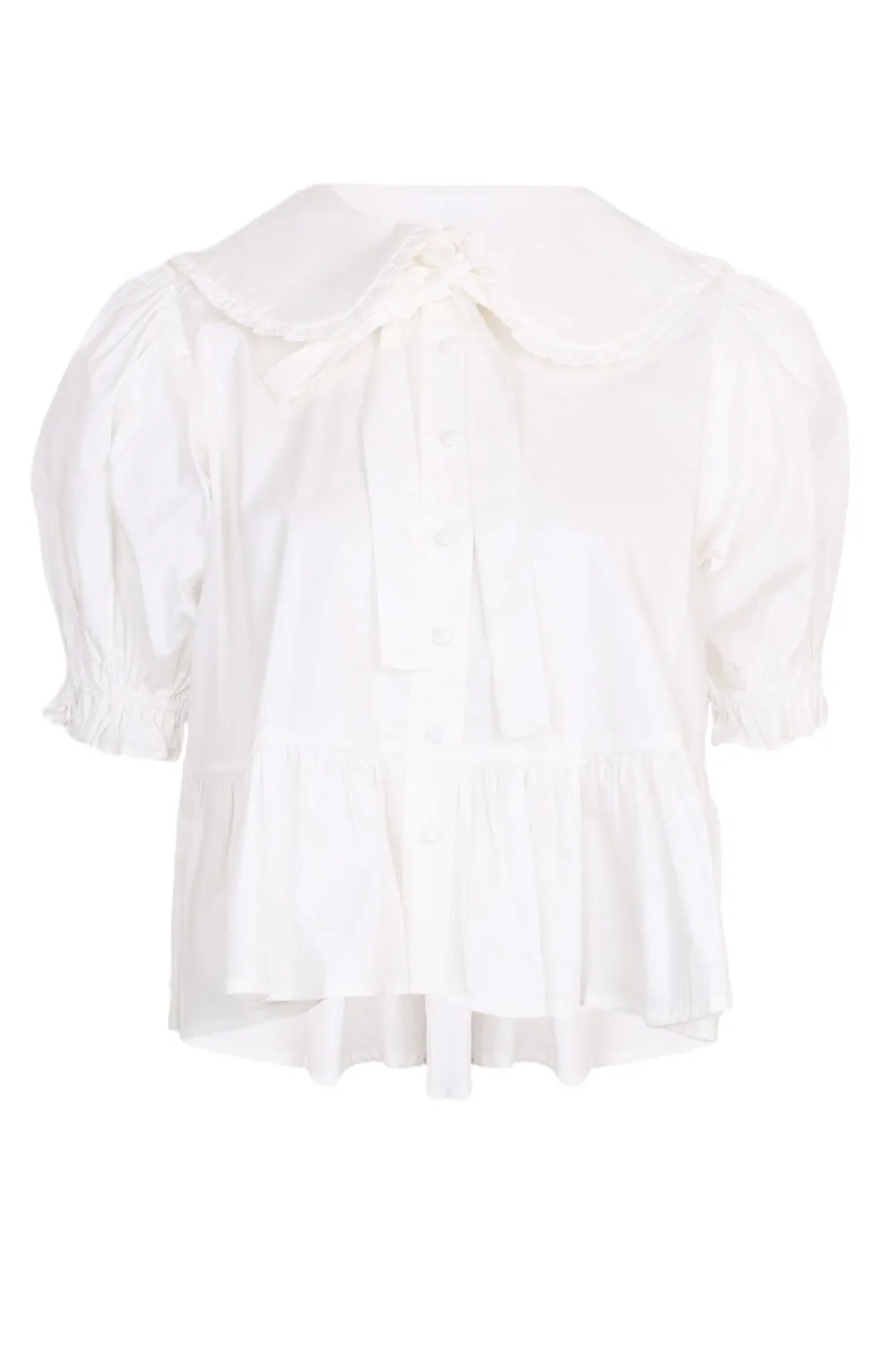Poplin Peterpan Puff Sleeve Blouse Off White sold by Sand Dollar
