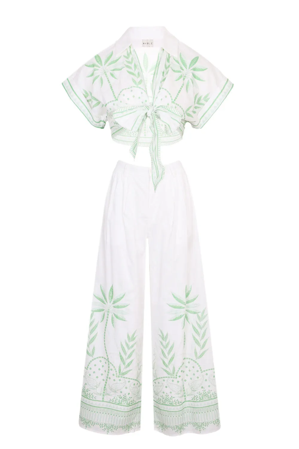Rowena Crop Top and Trousers Set Green sold by Sand Dollar
