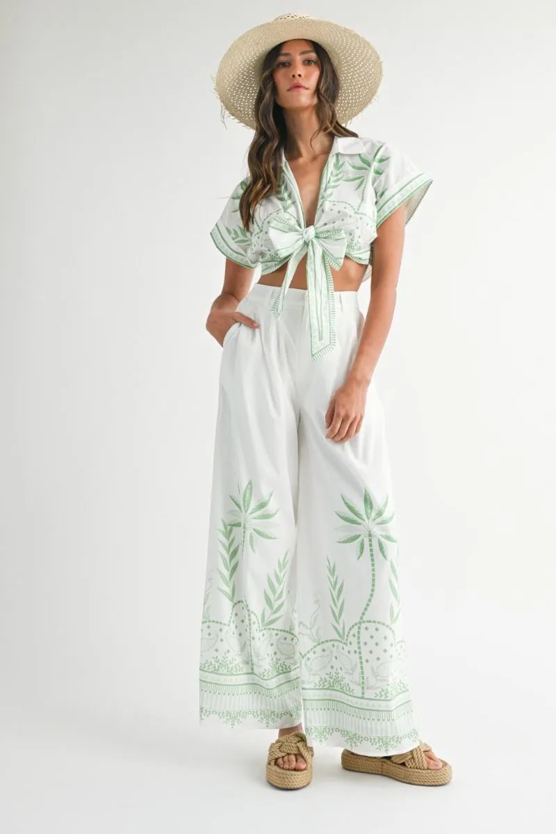 Rowena Crop Top and Trousers Set Green sold by Sand Dollar product image thumbnail 2