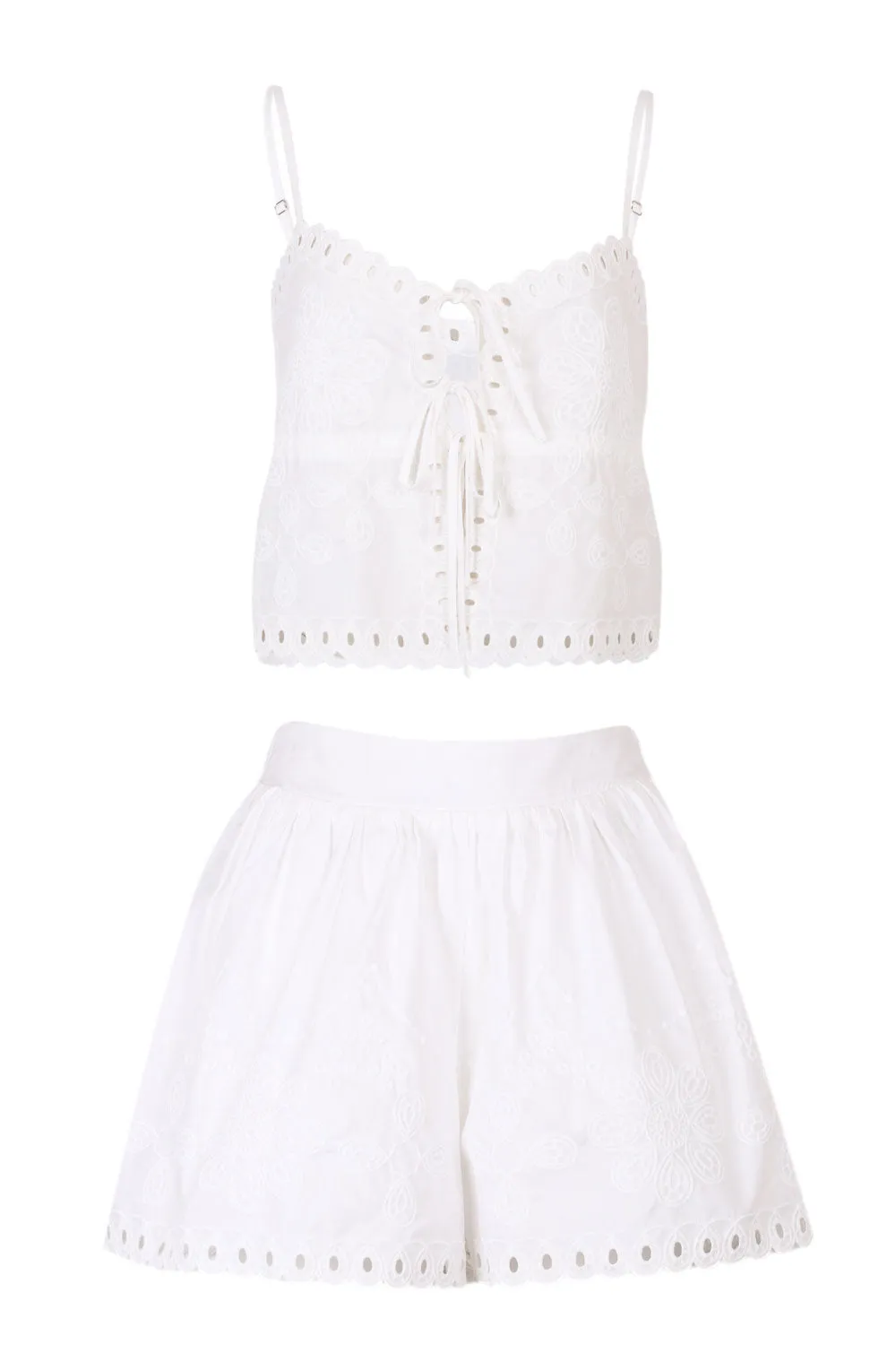 Scallop Embroidered Cai and Shorts Set Off White sold by Sand Dollar
