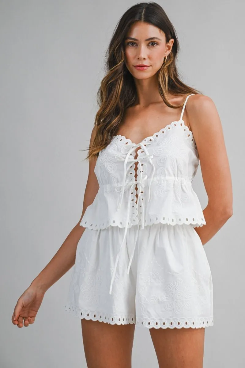 Scallop Embroidered Cai and Shorts Set Off White sold by Sand Dollar product image thumbnail 2
