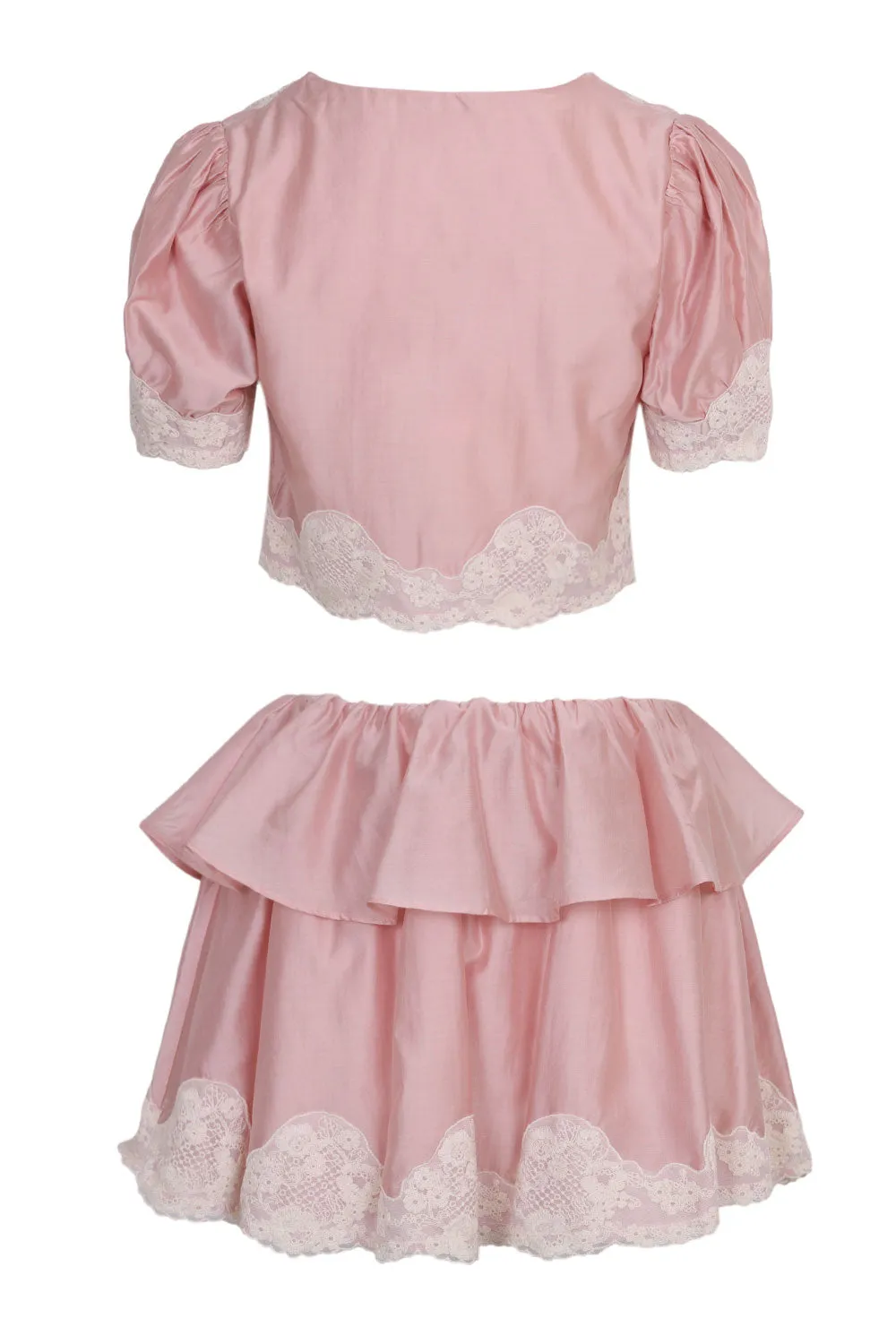 Scalloped Lace Trim Top and Shorts Set Pink sold by Sand Dollar product image thumbnail 5