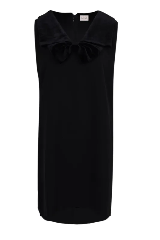 Sleeveless Bow Mini Dress Black made by MABLE