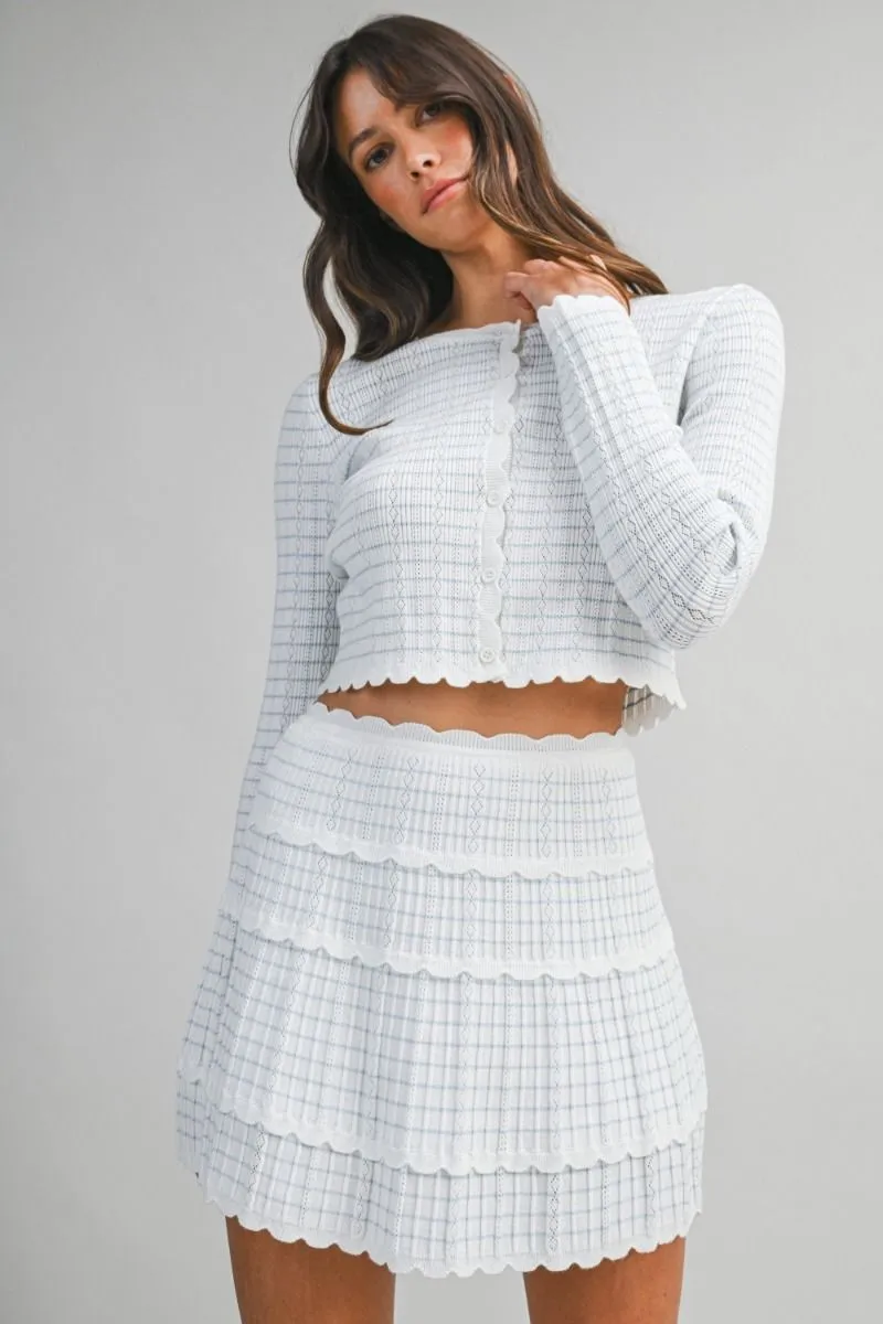 Stripe Pointelle Cardigan and Mini Skirt Set Blue sold by Sand Dollar product image thumbnail 3