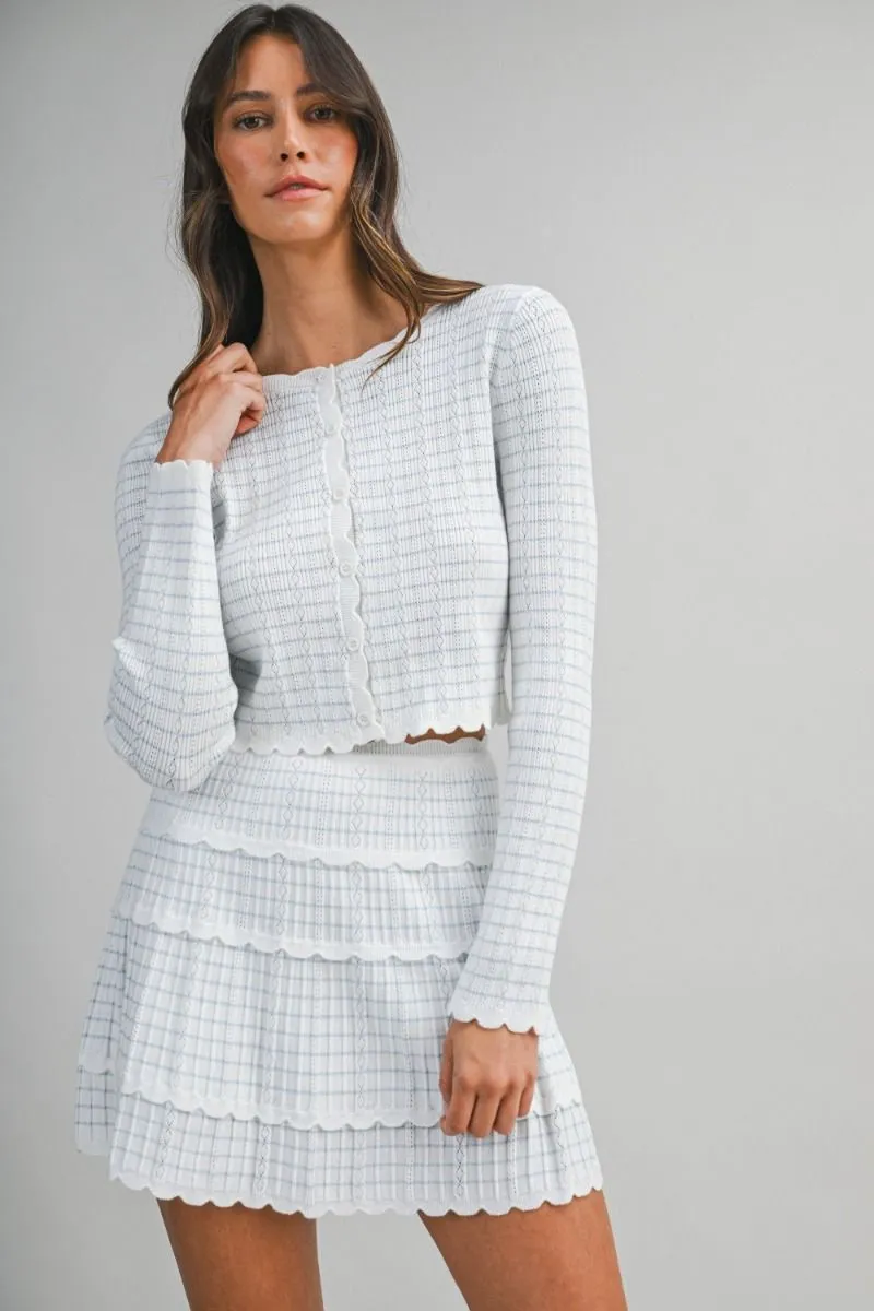 Stripe Pointelle Cardigan and Mini Skirt Set Blue sold by Sand Dollar product image thumbnail 2