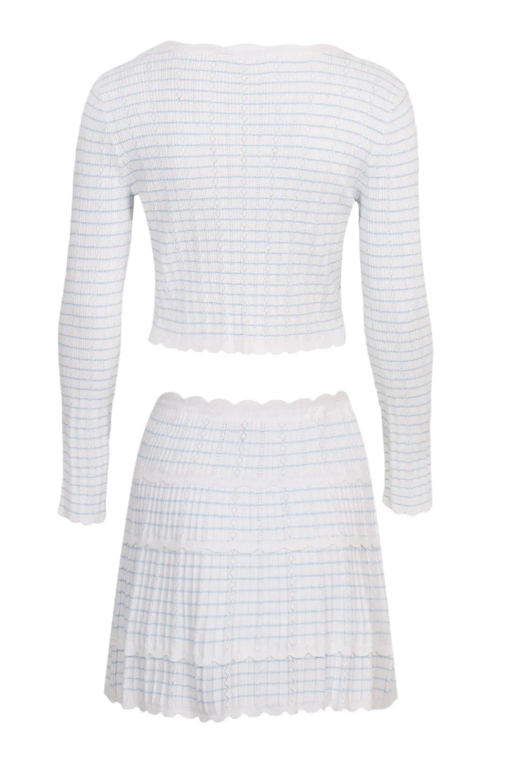Stripe Pointelle Cardigan and Mini Skirt Set Blue sold by Sand Dollar product image thumbnail 5