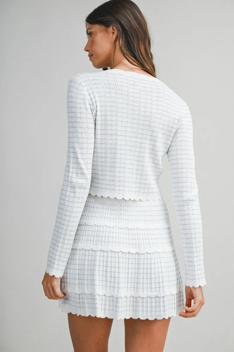 Stripe Pointelle Cardigan and Mini Skirt Set Blue sold by Sand Dollar product image thumbnail 4