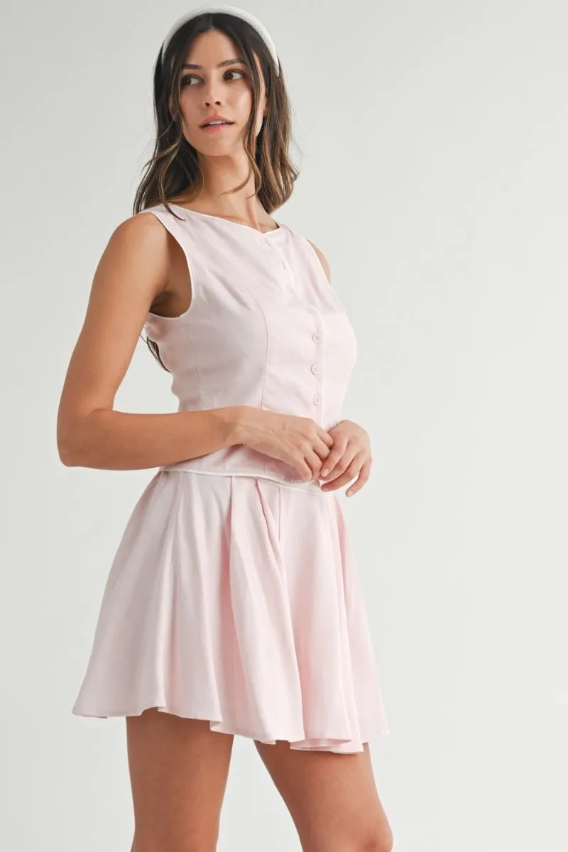 Indie Linen Vest with Piping Trim Set Pink sold by Sand Dollar product image thumbnail 2