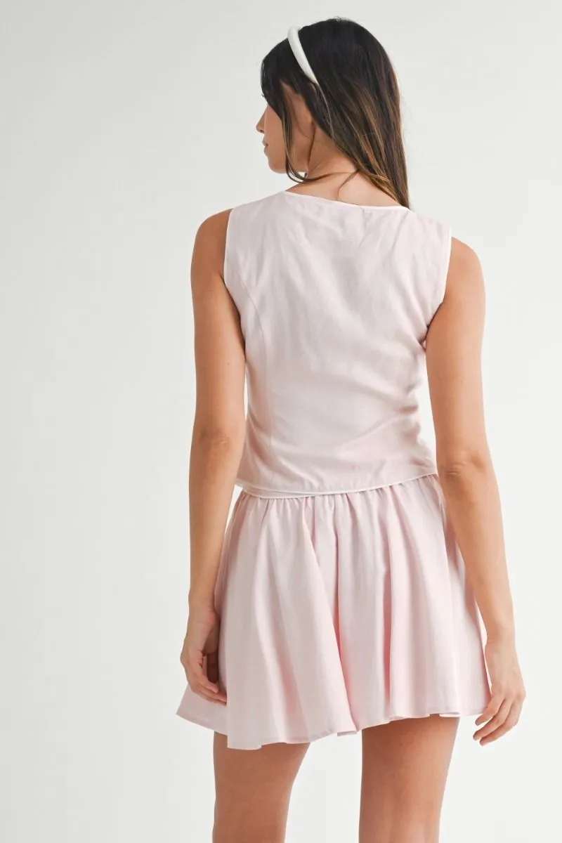 Indie Linen Vest with Piping Trim Set Pink sold by Sand Dollar product image thumbnail 3