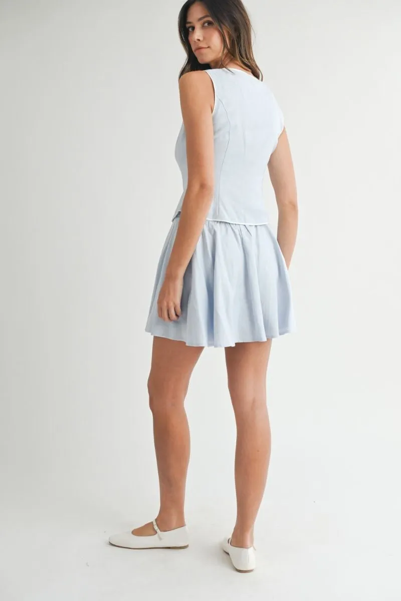 Indie Linen Vest with Piping Trim Set Blue sold by Sand Dollar product image thumbnail 3