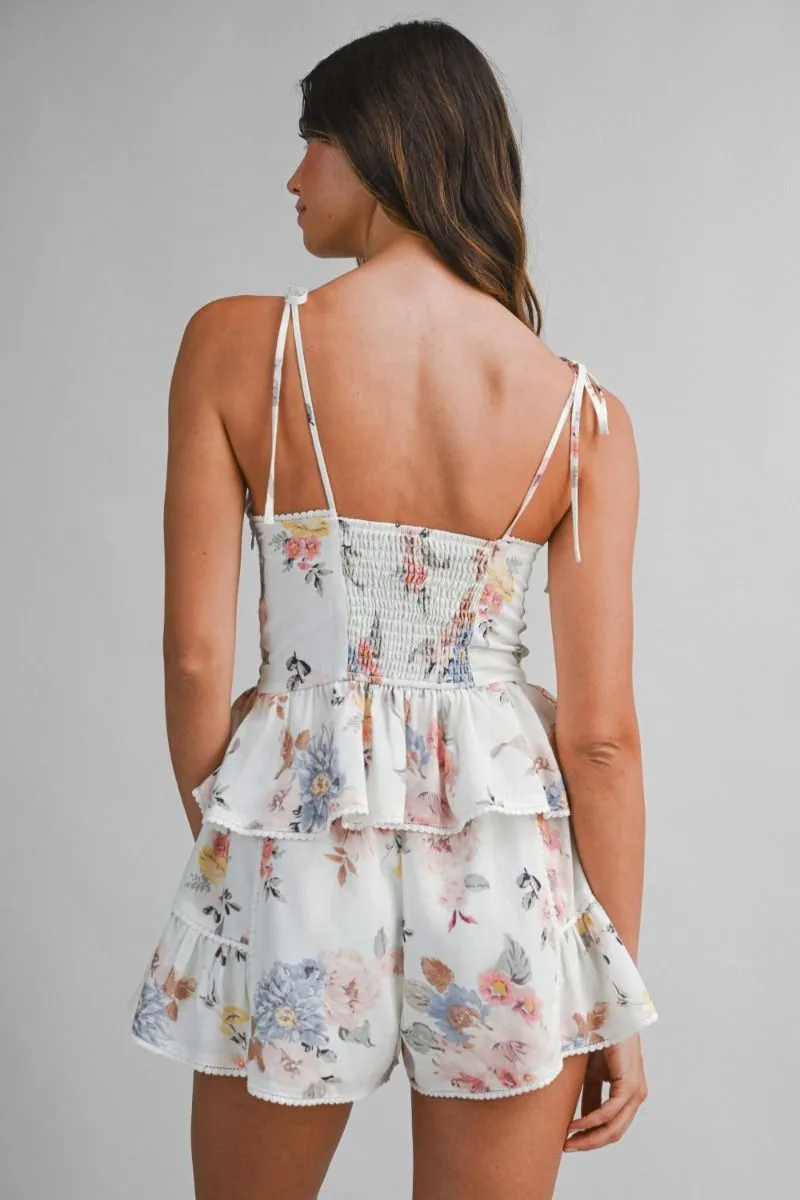 Floral Printed Top and Shorts Set Cream sold by Sand Dollar product image thumbnail 3