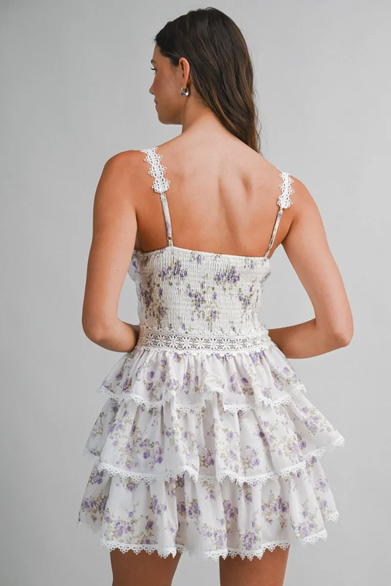 Floral Printed Lace Mini Dress Lavender sold by Sand Dollar product image thumbnail 3