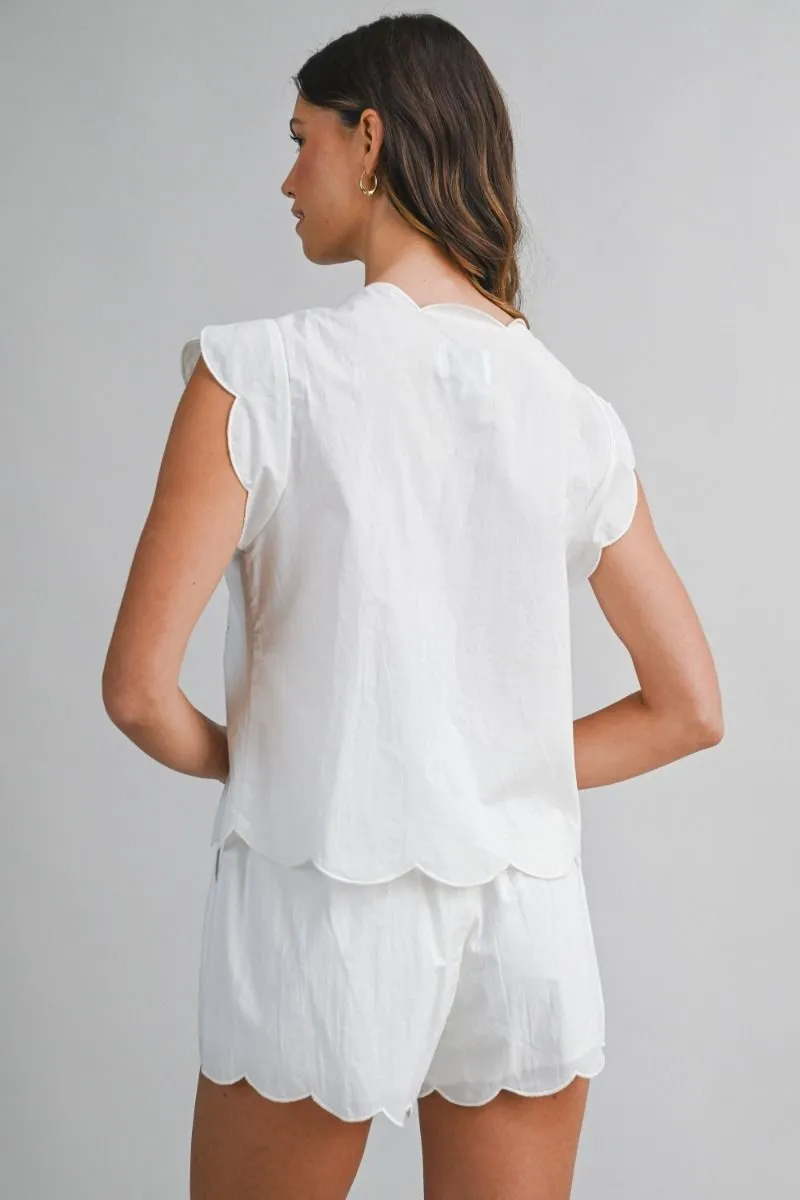 Embroidery Sleeveless Top and Shorts Set Off White sold by Sand Dollar product image thumbnail 3