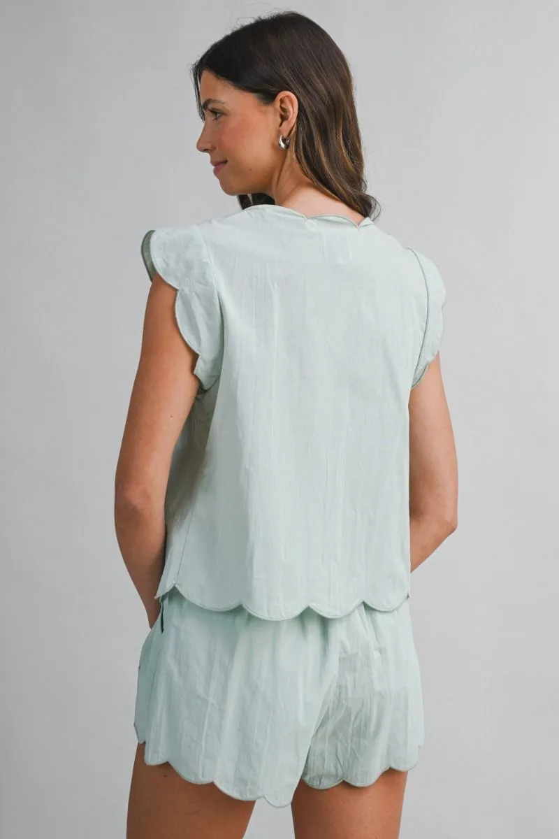Embroidery Sleeveless Top and Shorts Set Mint sold by Sand Dollar product image thumbnail 3