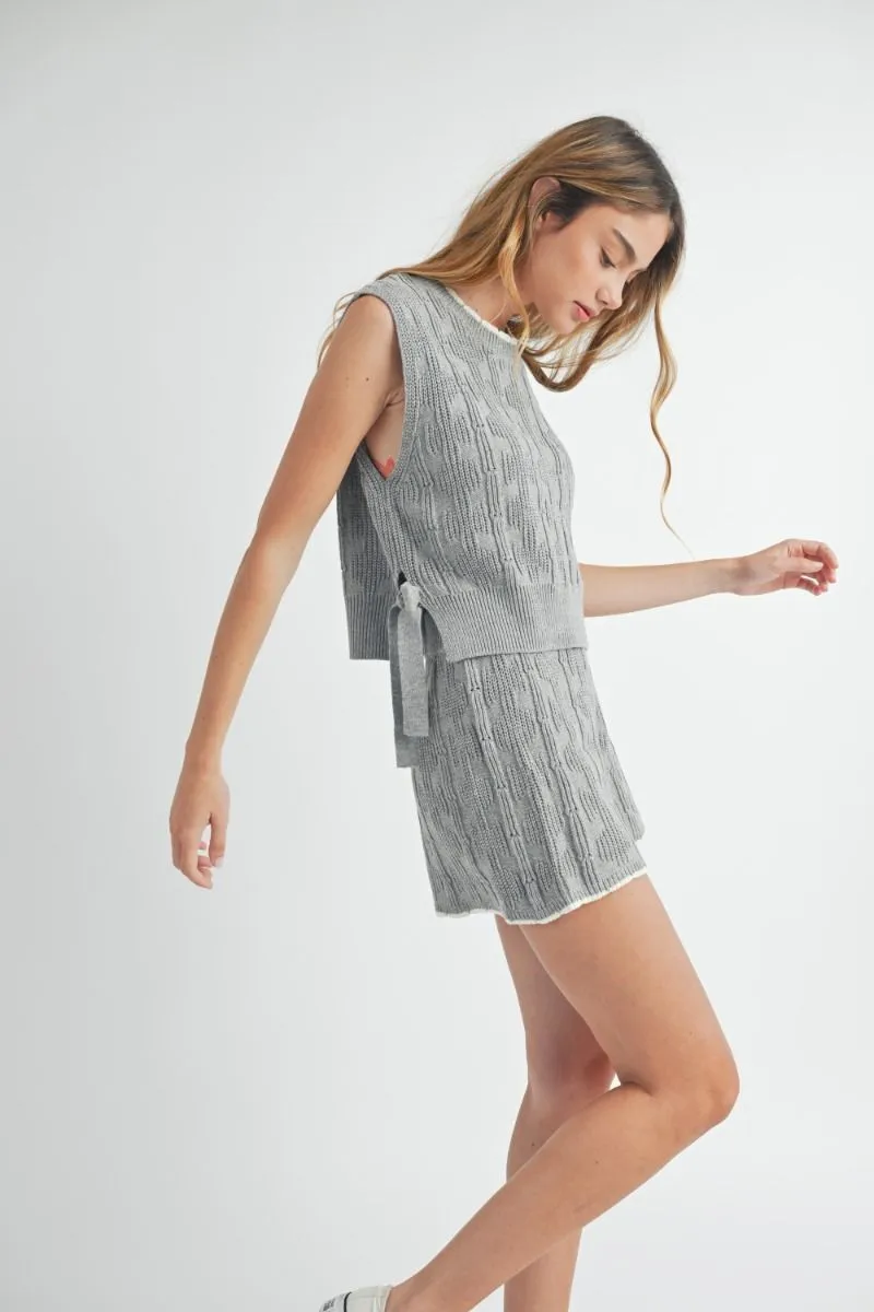 Alaia Side Tie Knit Vest Set Grey sold by Sand Dollar product image thumbnail 2