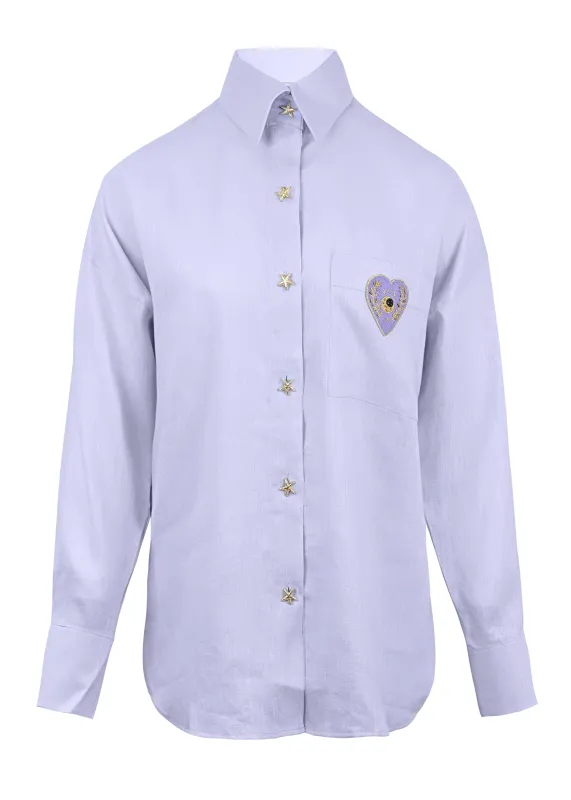 Linen Shirt With Heart Eye Purple sold by Sand Dollar