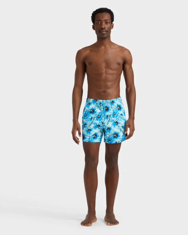 Men Stretch Short Swim Shorts Poppies and Geckos sold by Sand Dollar