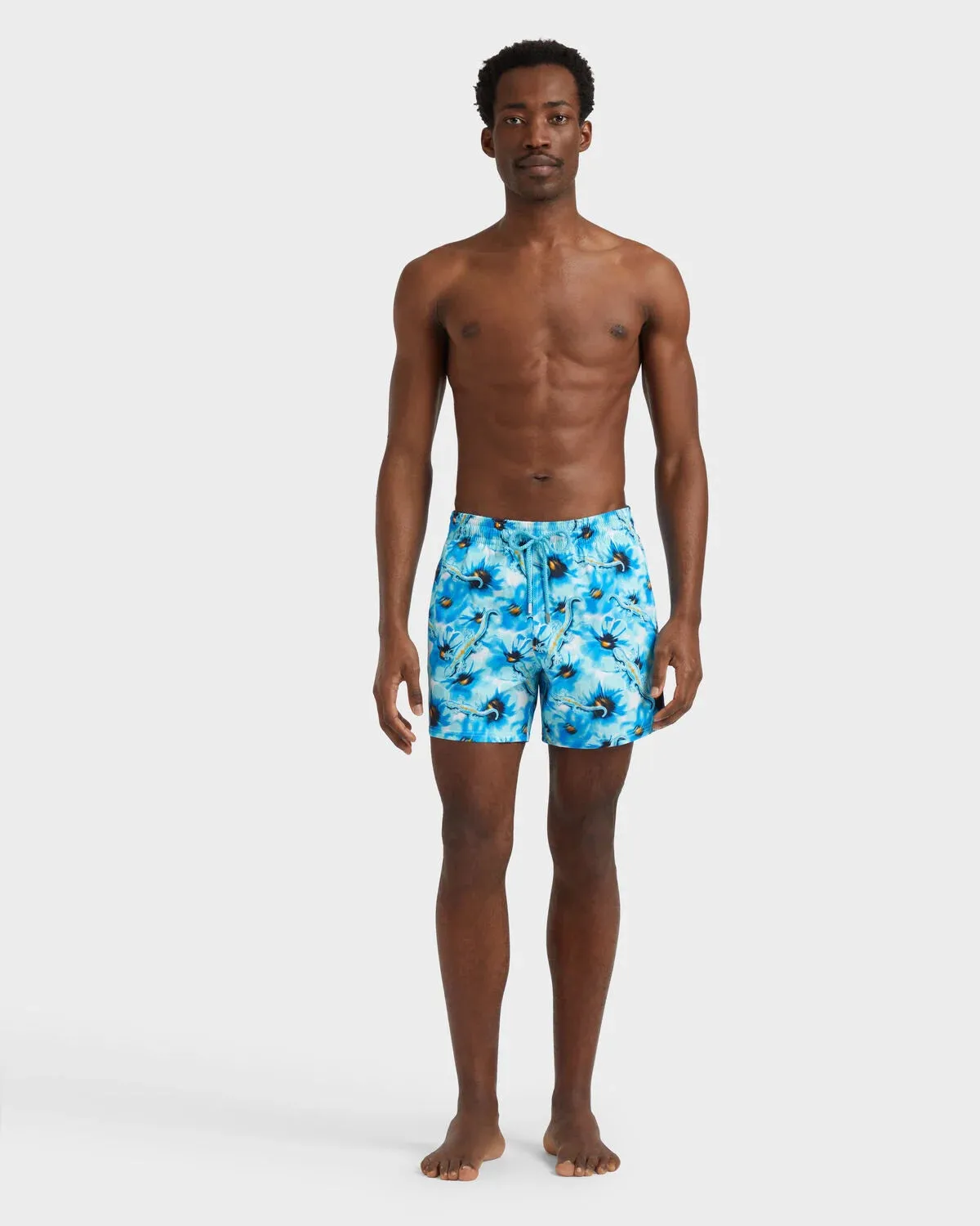 Men Stretch Short Swim Shorts Poppies and Geckos sold by Sand Dollar