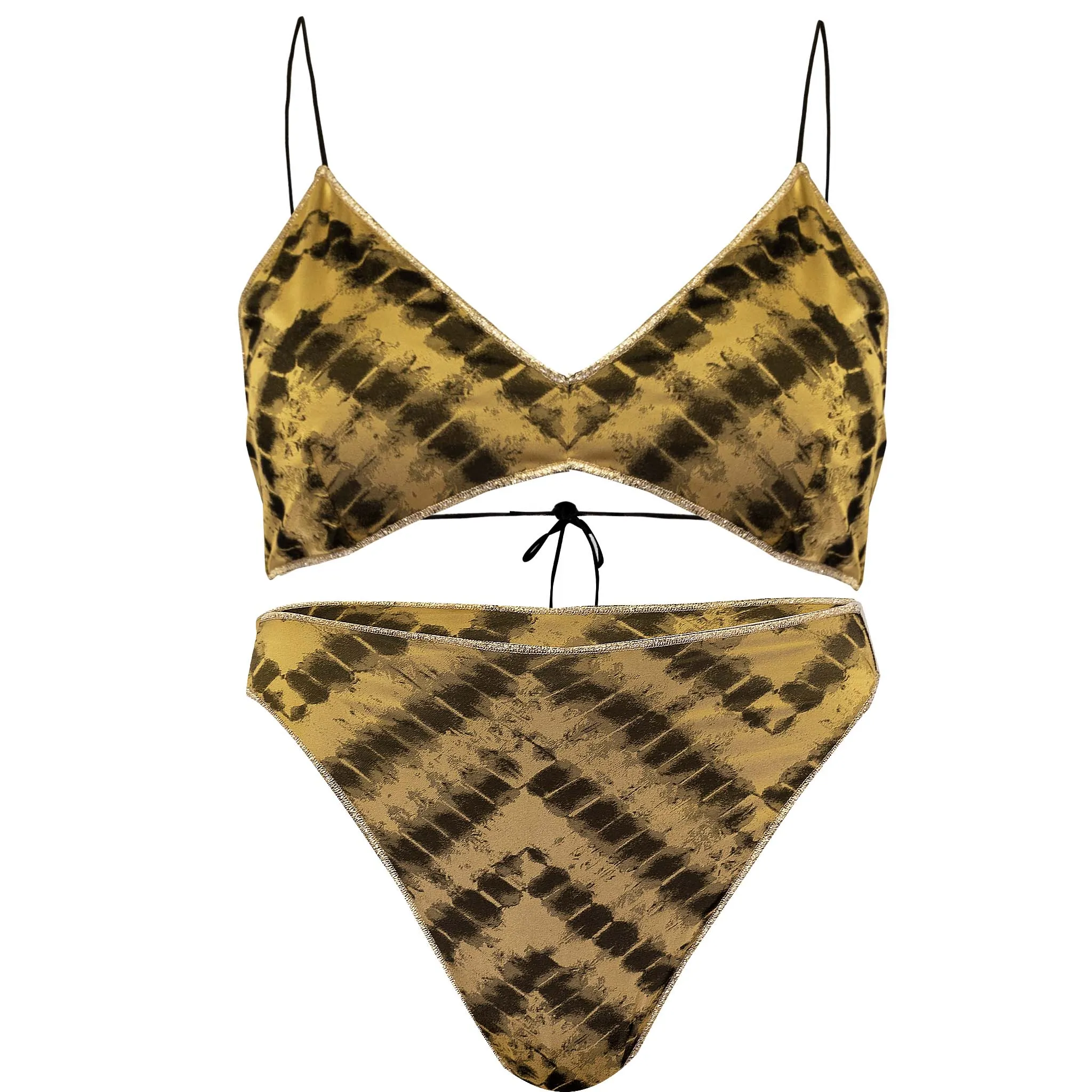 Safari Bra With 90'S Bottom Gold sold by Sand Dollar