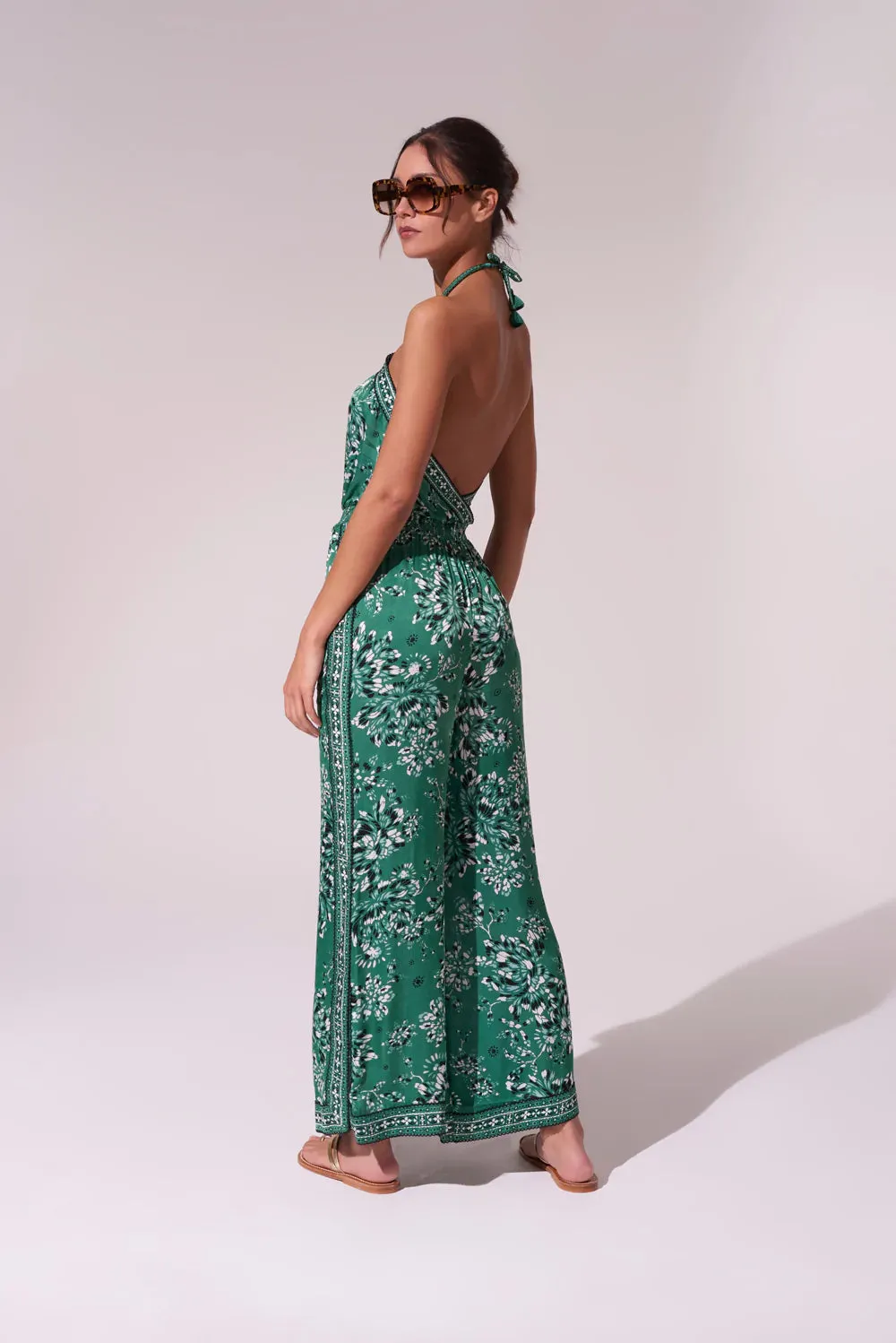 Wide Leg Jumpsuit in Green Floral Print sold by Sand Dollar product image thumbnail 3