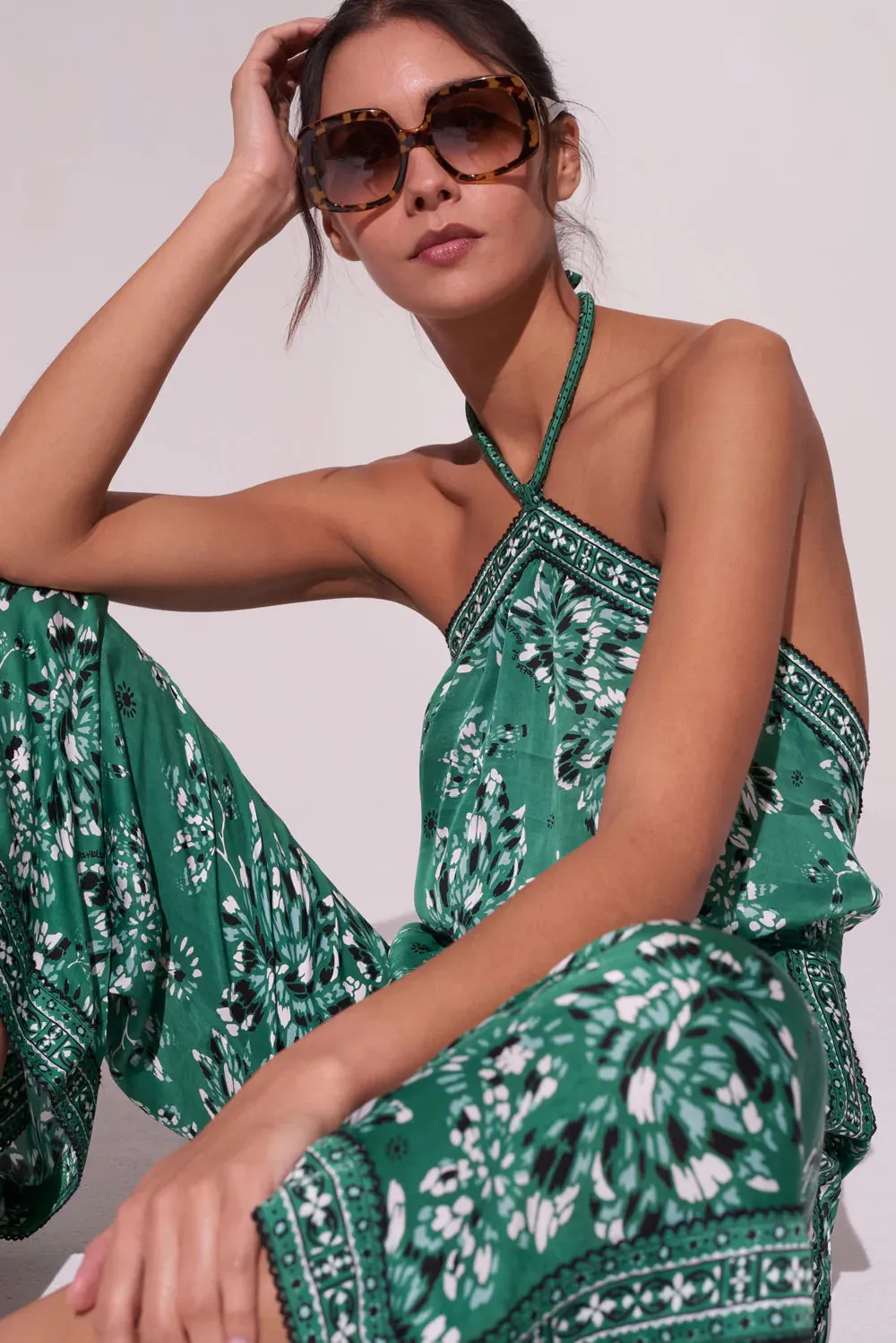 Wide Leg Jumpsuit in Green Floral Print sold by Sand Dollar product image thumbnail 2