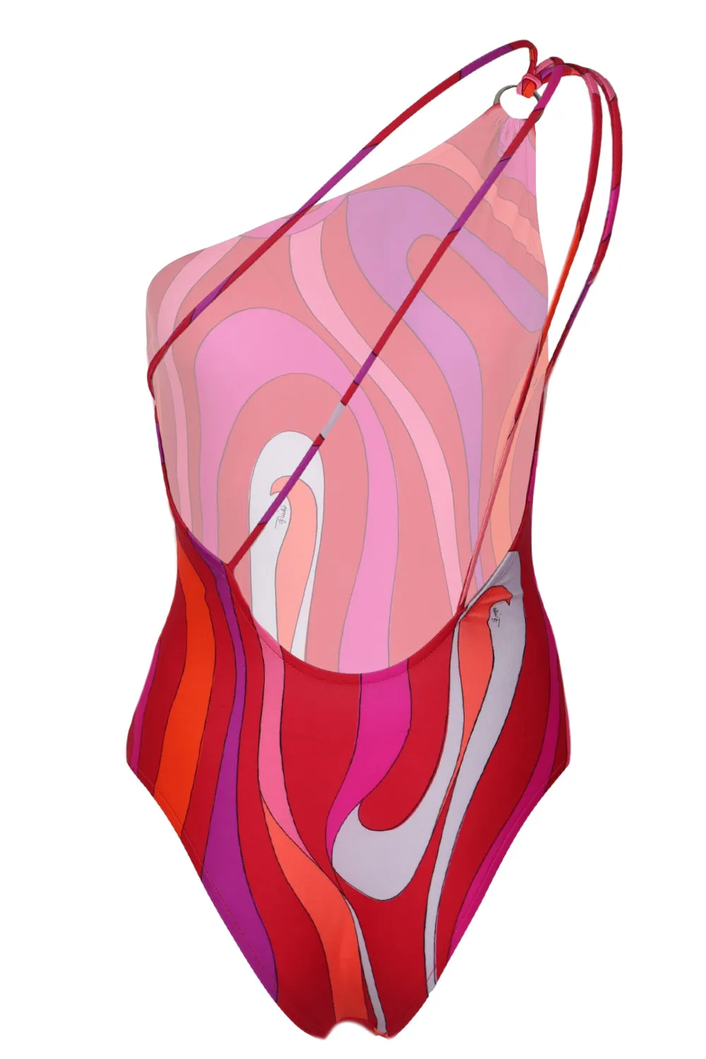 Asymmetrical Marble Print One-Piece Swimsuit Corallo/Fuxia sold by Sand Dollar product image thumbnail 3