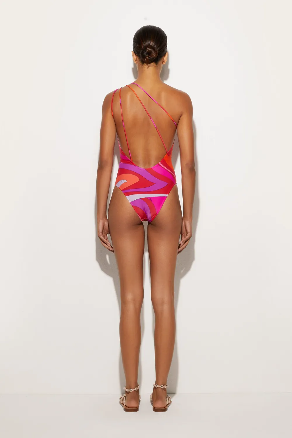 Asymmetrical Marble Print One-Piece Swimsuit Corallo/Fuxia sold by Sand Dollar product image thumbnail 4