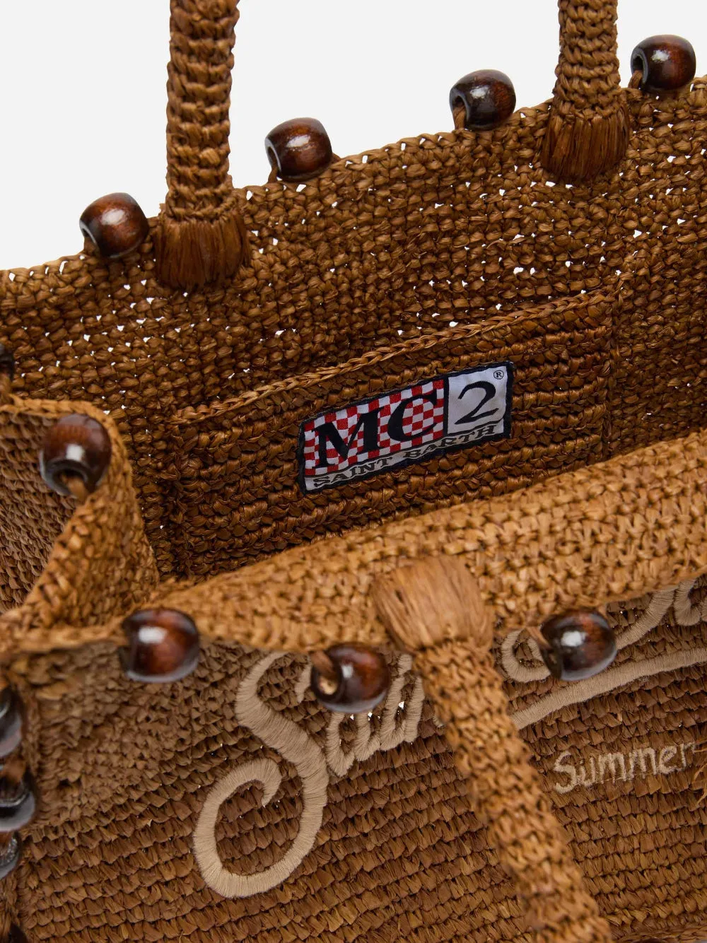 Colette Raffia Brown Bag with Beads and Logo Embroidery sold by Sand Dollar product image thumbnail 4