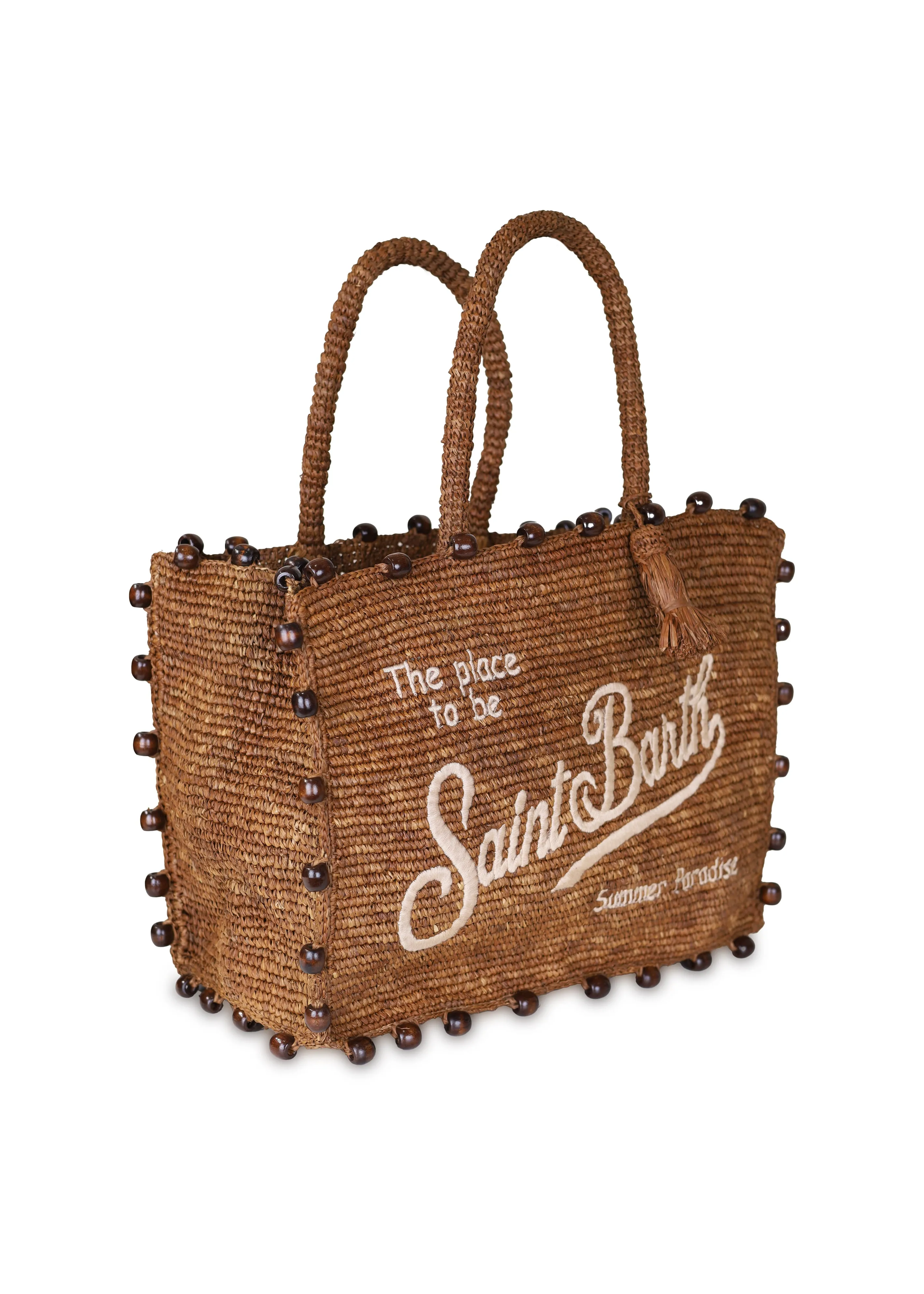 Colette Raffia Brown Bag with Beads and Logo Embroidery sold by Sand Dollar product image thumbnail 3