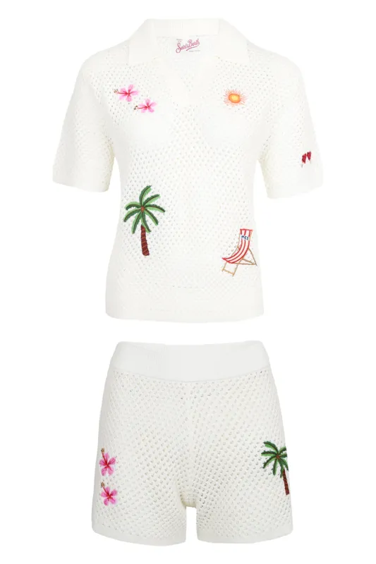 Pixie and Yvette Embroidered Knit Set Cream sold by Sand Dollar