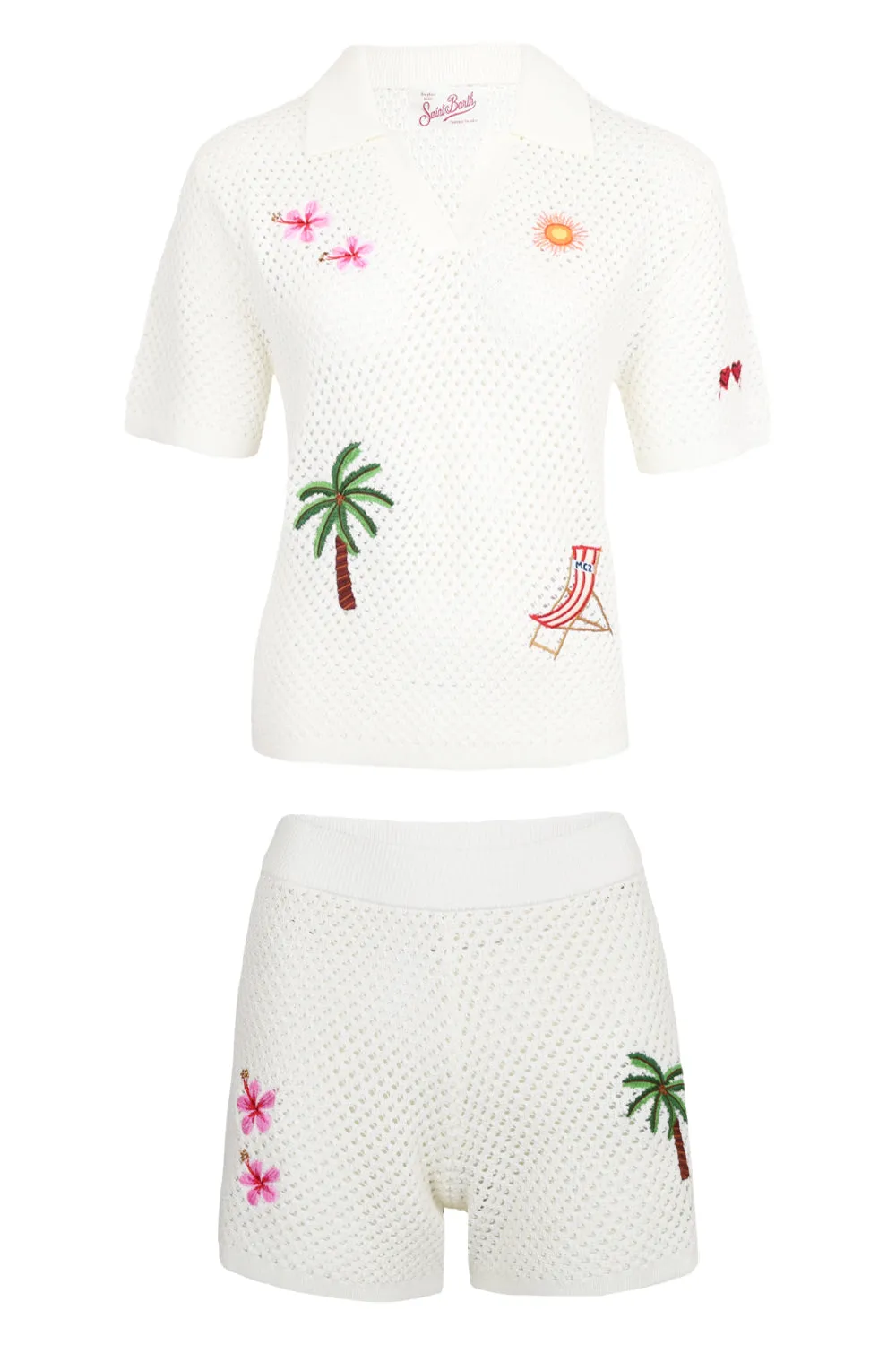 Pixie and Yvette Embroidered Knit Set Cream sold by Sand Dollar