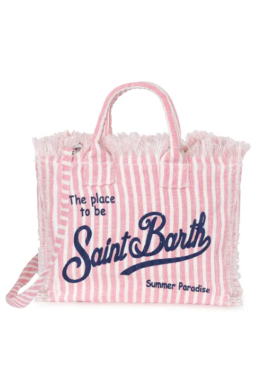 Colette Linen Pink Stripes Bag sold by Sand Dollar