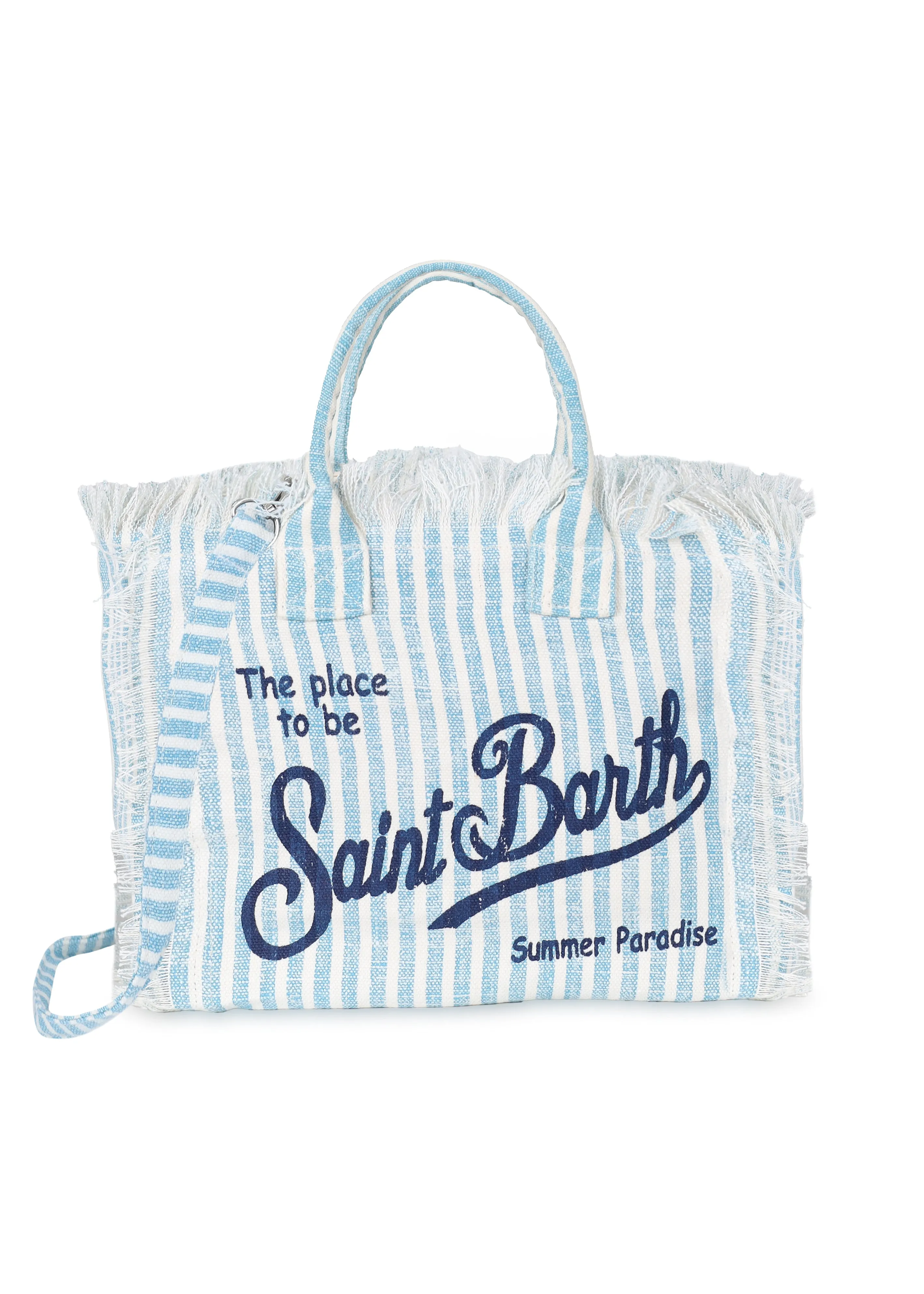 Colette Patch Linen Blue Stripes Bag sold by Sand Dollar