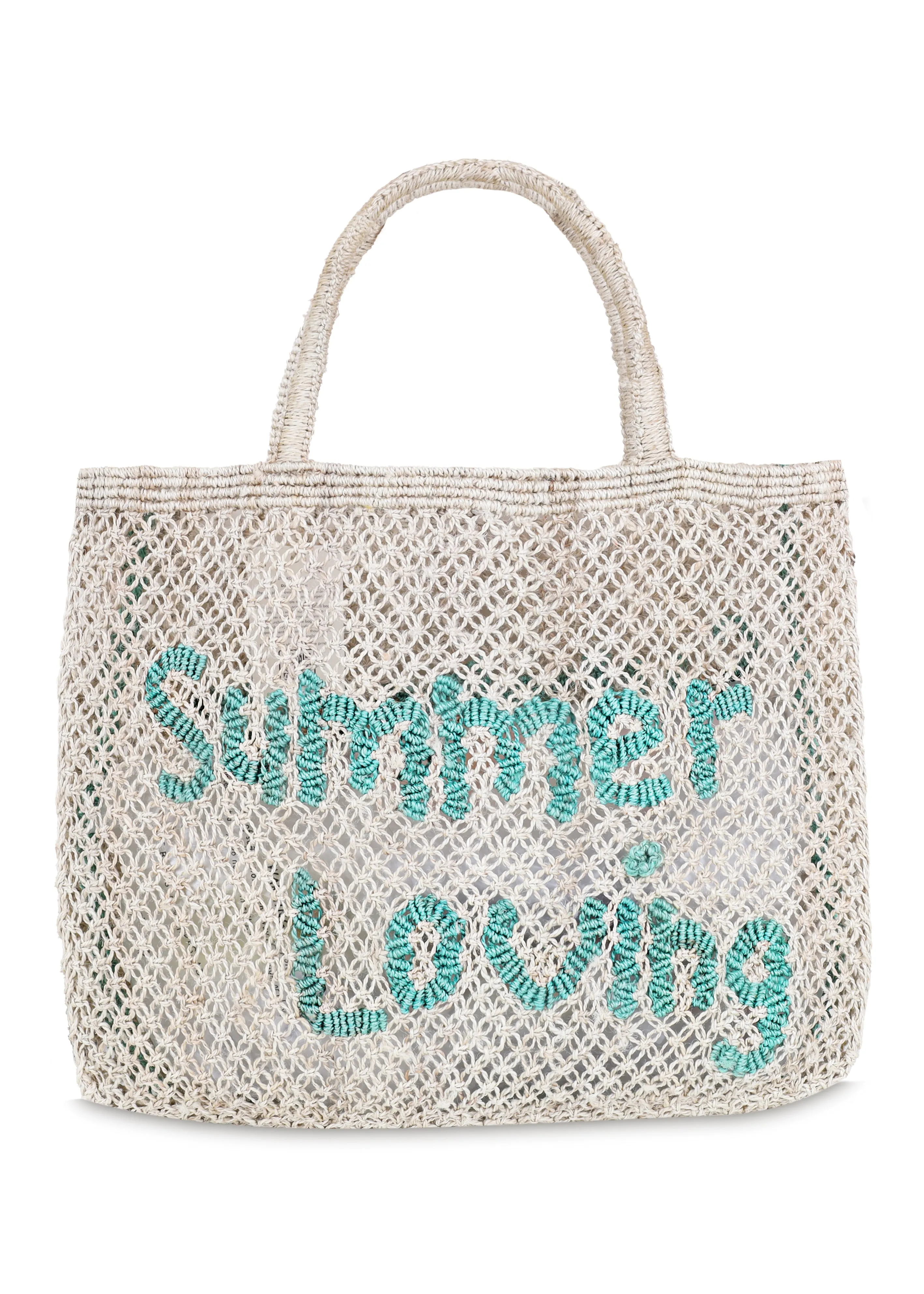 Summer Loving Jute Bag Natural/Aqua sold by Sand Dollar